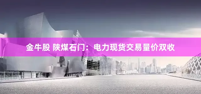 金牛股 陕煤石门：电力现货交易量价双收